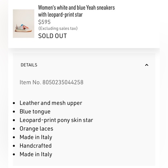 Golden Goose Women’s white and blue Yeah sneakers with leopard-print star - Picture 5 of 7